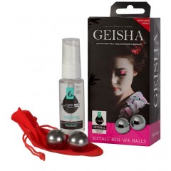 Металлические вагинальные шарики Geisha в комплекте с лубрикантом