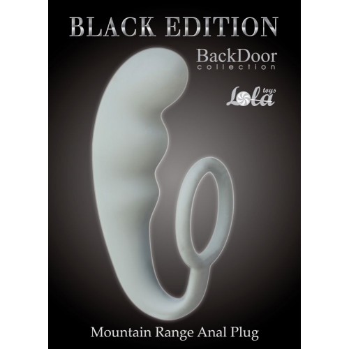Серое эрекционное кольцо с анальным стимулятором Mountain Range Anal Plug